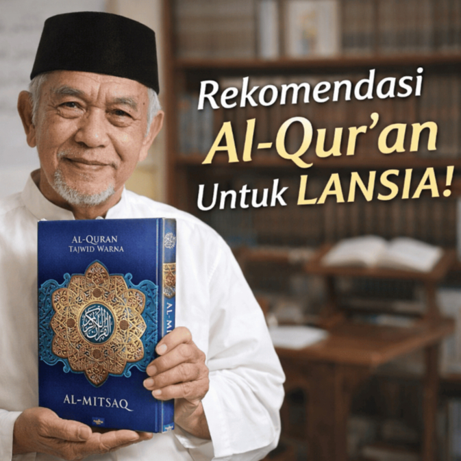 Alqur'an Al-Mitsaq A4 Hard Cover Mushaf Non Terjemah Tajwid Warna Tulisan Besar Untuk Orang Tua/Lans