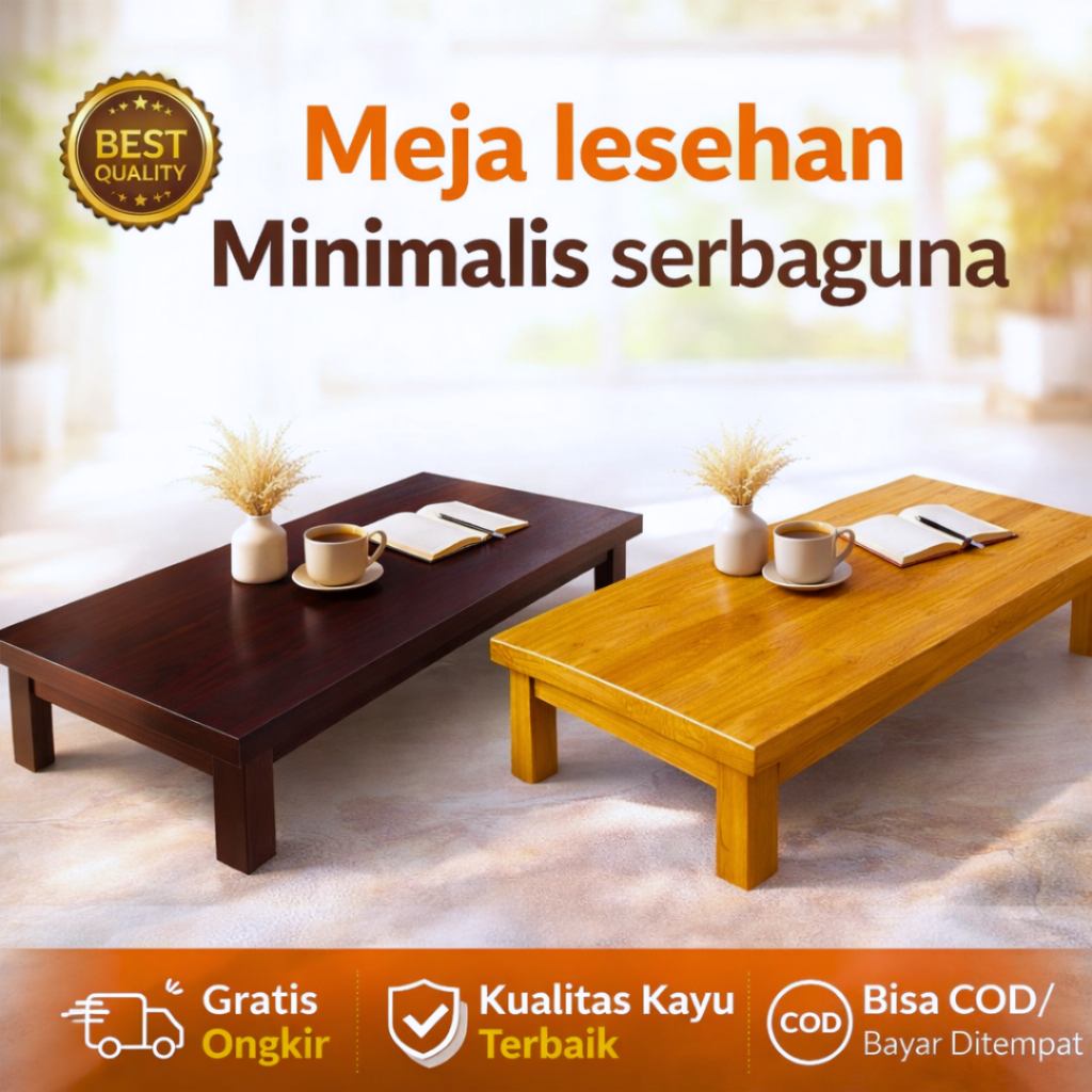 Meja Lesehan Jumbo Kayu Multifungsi Pendek Minimalis