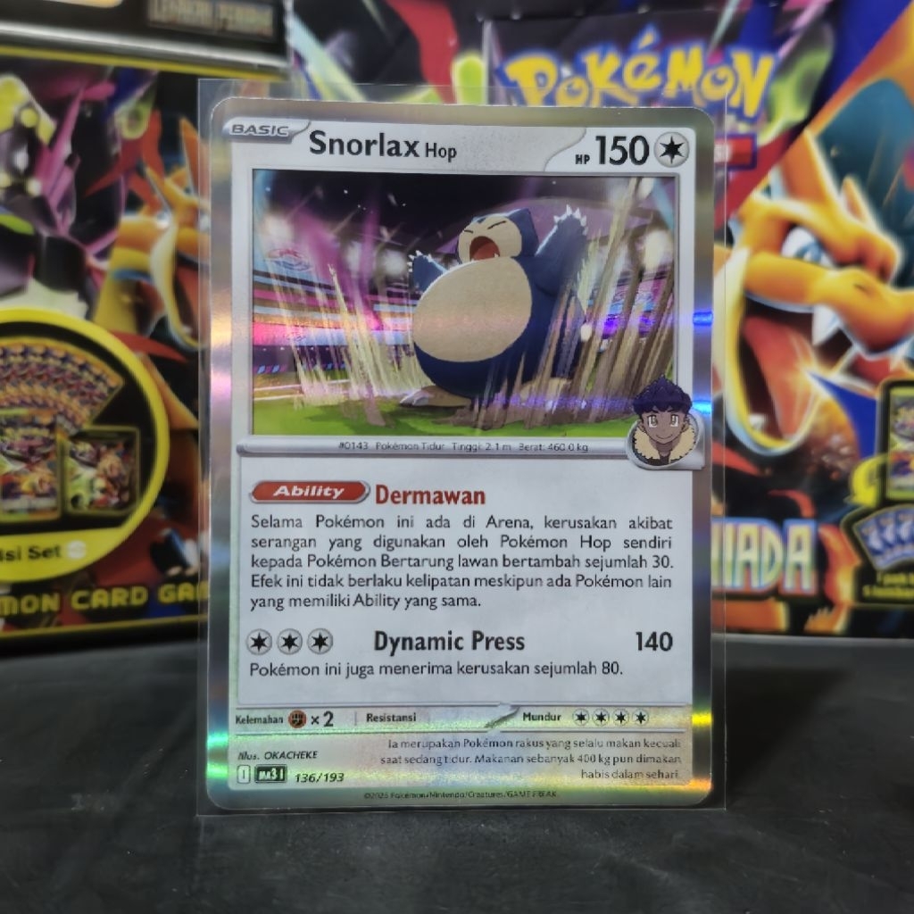 Snorlax Hop 136/193 indonesia - Pokemon Card Original