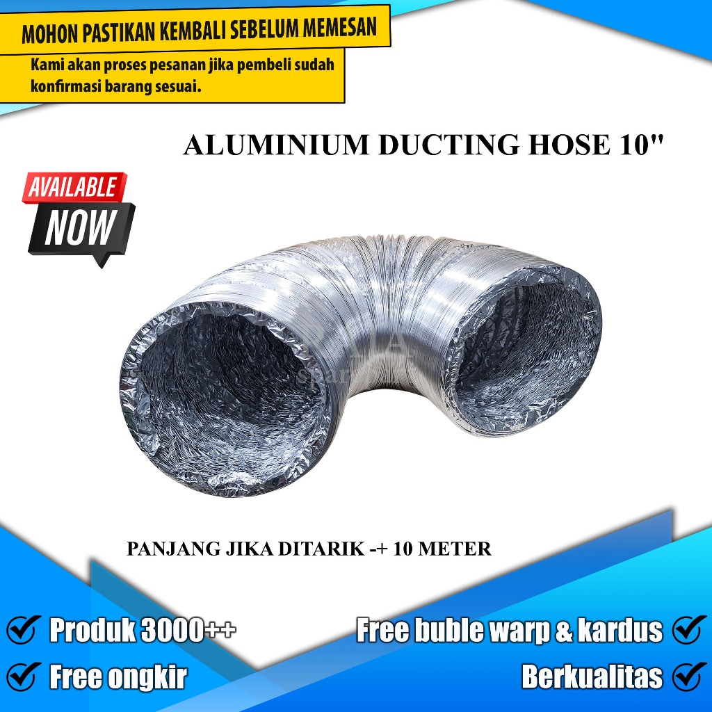 ADH10 DUCTING PIPA FLEXIBLE ALUMINIUM / ALUMINIUM DUCTING HOSE 10"