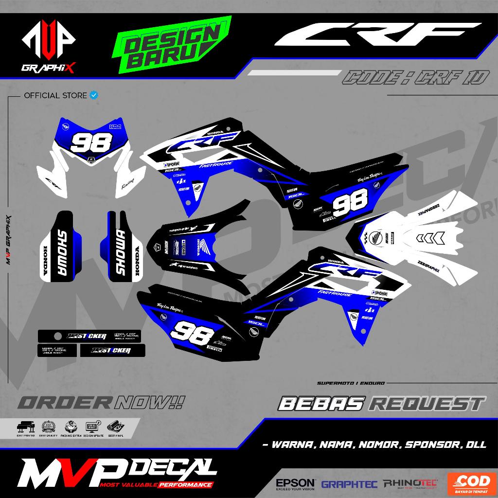 DECAL MOTOR TRAIL CRF 150L CUSTOM KOMBINASI WARNA PUTIH – FINISHING GLOSSY HOLOGRAM CHROME – MVP DEC