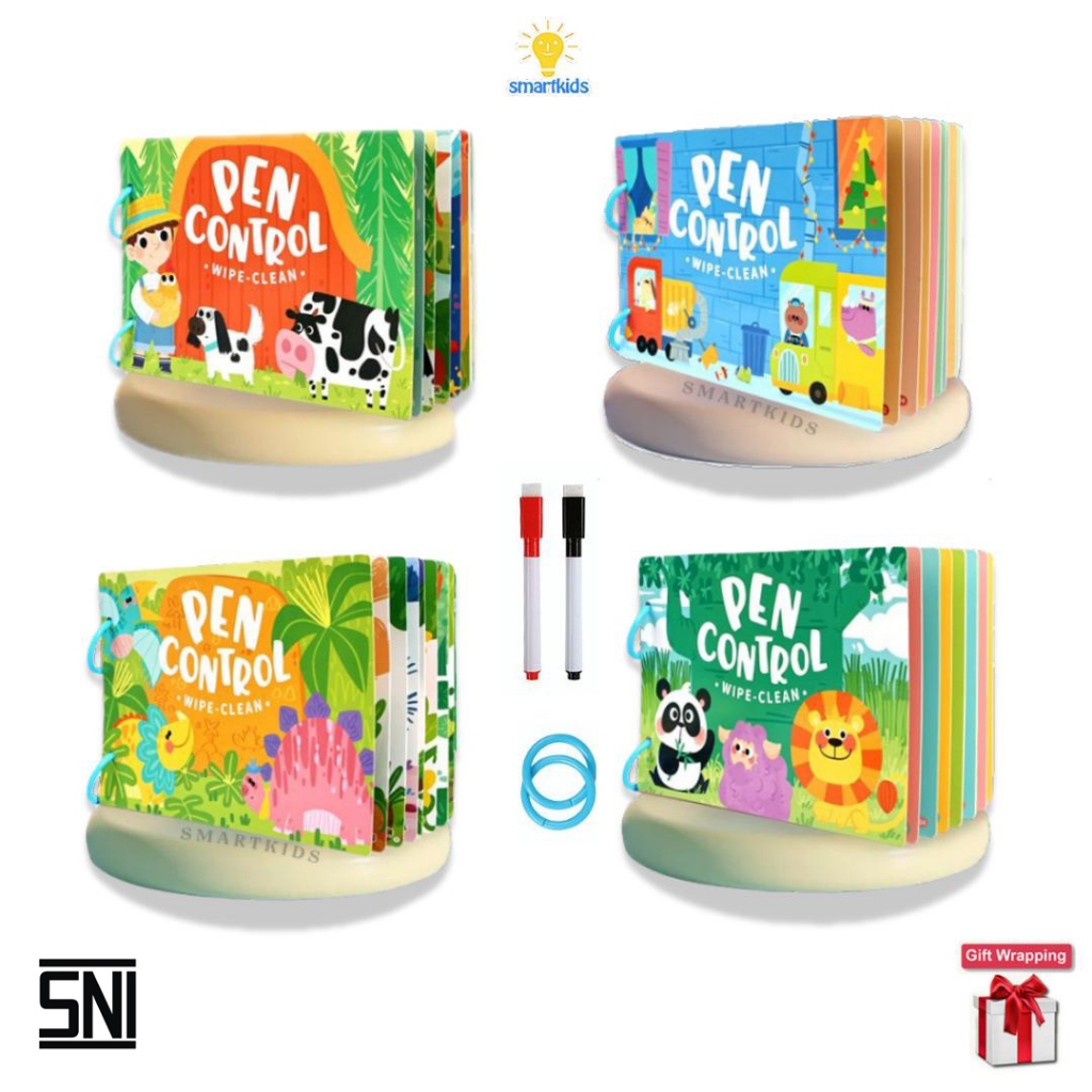 Pen Control Train Wipe & Clean / Lembar Latihan Anak Bisa Hapus Tulis Berulang Kali Belajar Menulis 