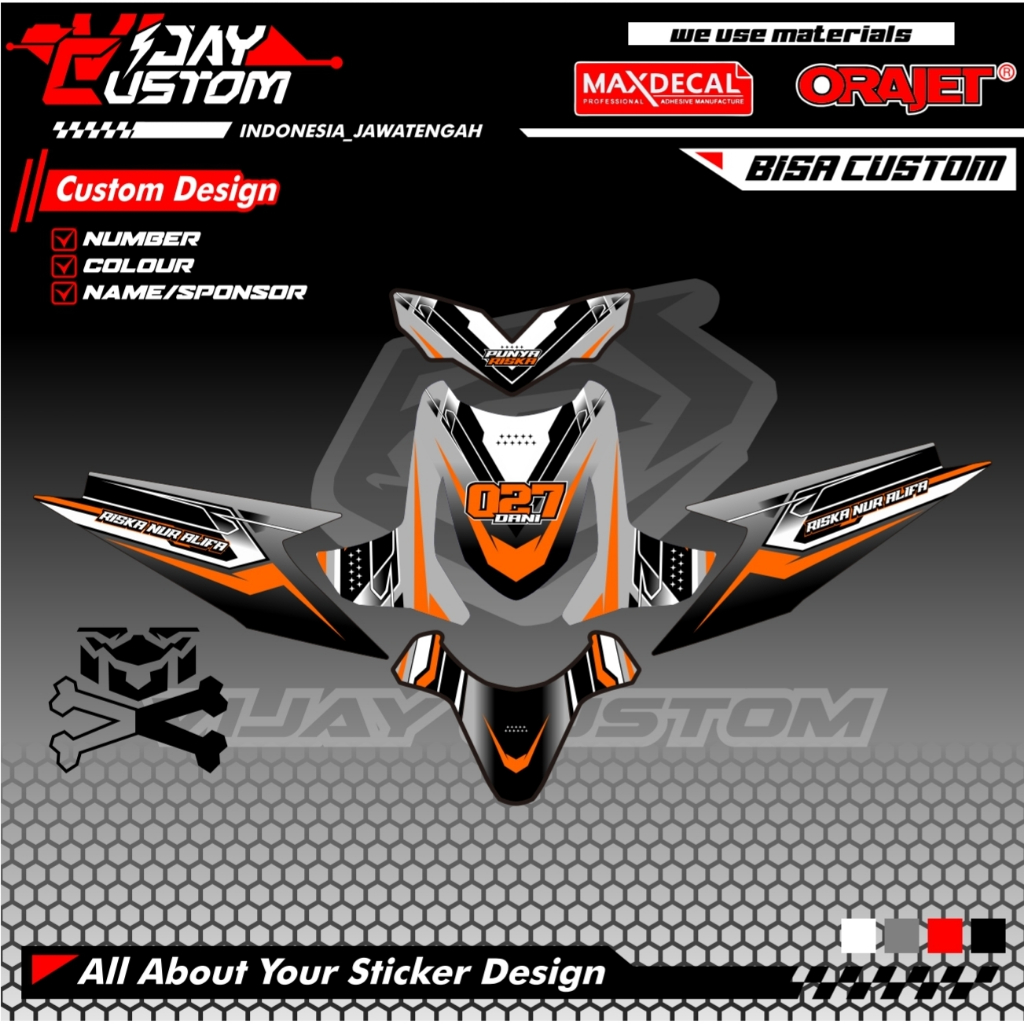 Decal Striping Stiker Full Bodiy Beat Karbu Old  Road Race Racing Custom Riquest Nama Nomor Sponsor 