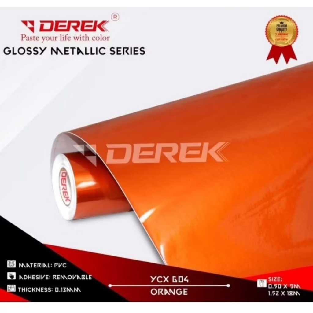 Sticker Stiker Derek Glossy Metallic Orange Candy Premium YCX604 50cm