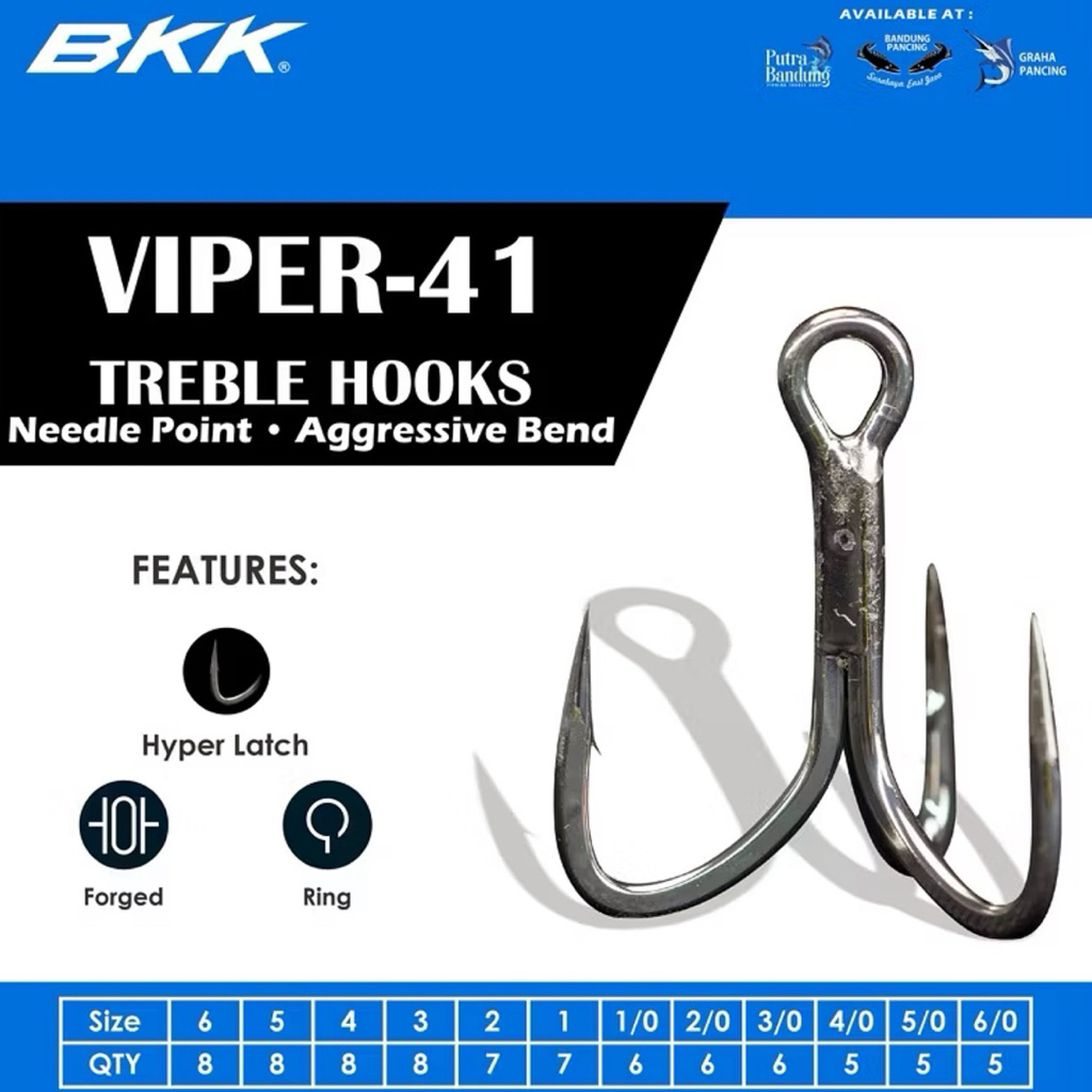 TREBLE HOOKS BKK VIPER-41 | TREBLE HOOKS 4X STRONG