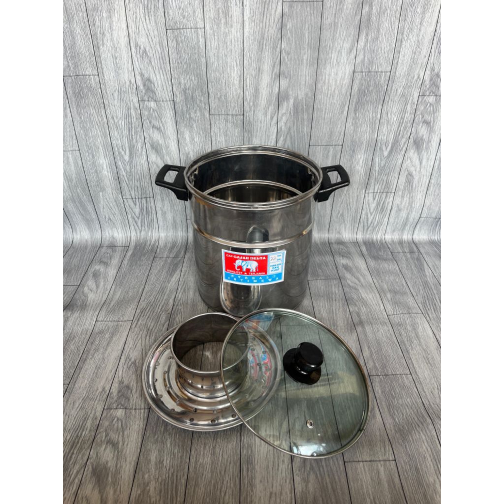 Dandang bakso 24cm stainless tutup kaca