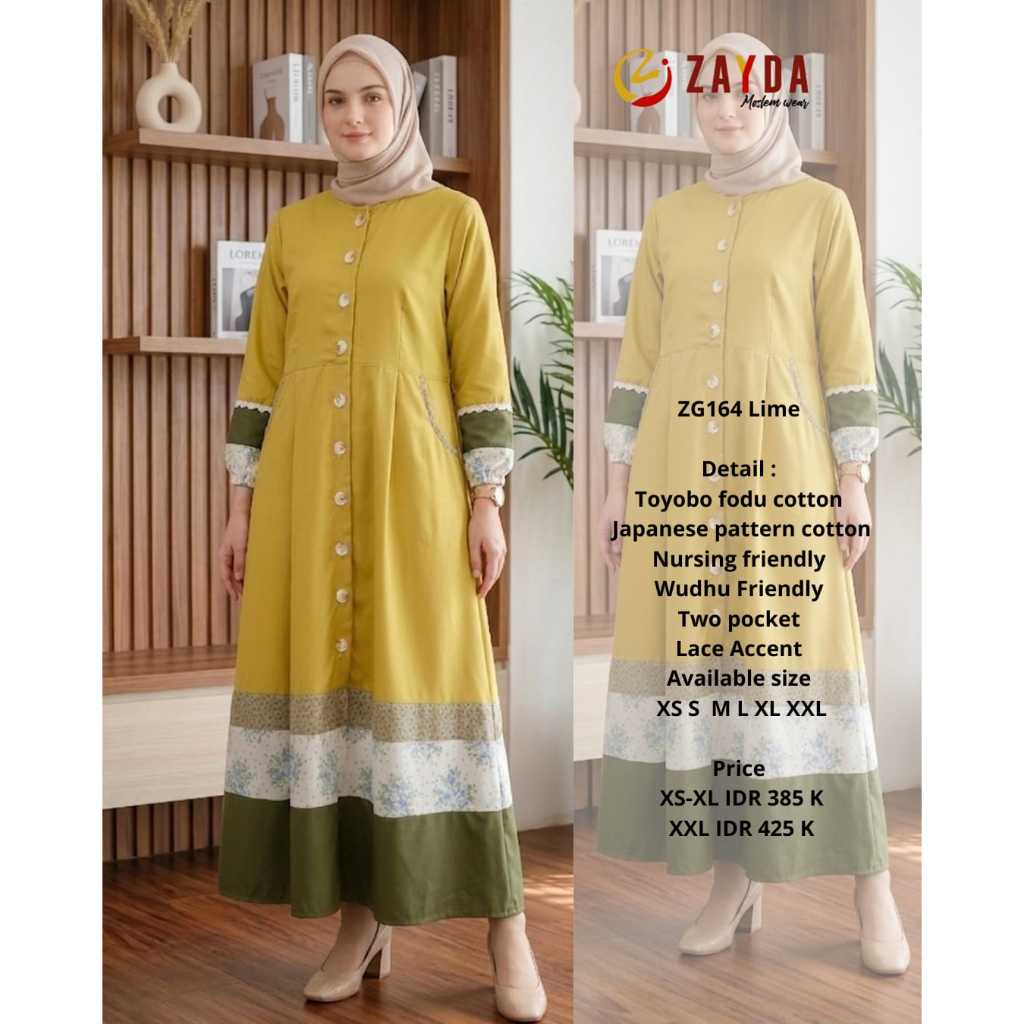 Zayda Gamis 164 Lime / Zayda / Gamis Zayda Terbaru / Zayda Terbaru