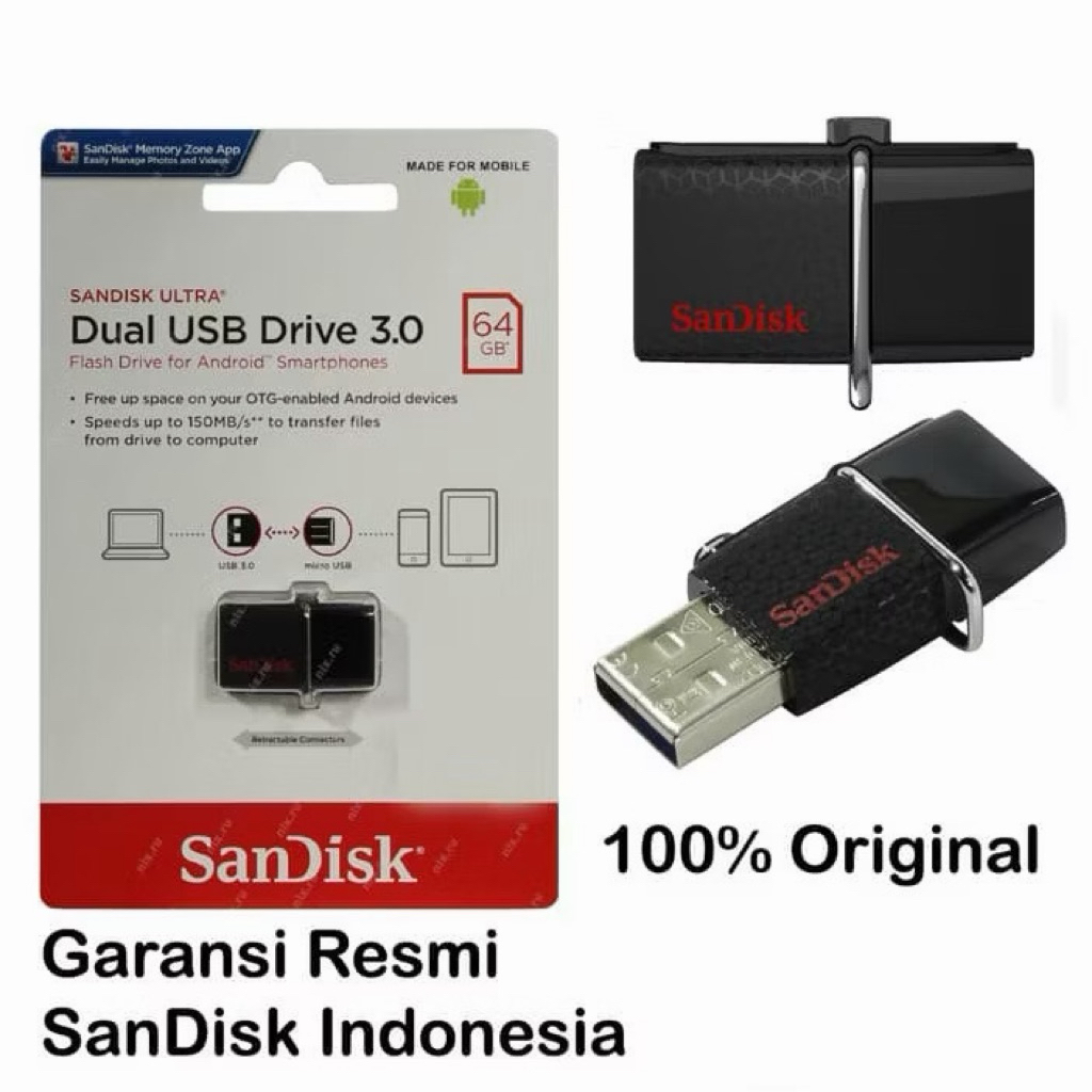FLASDISK SANDISK ULTRA DUAL USB 3.0 64GB OTG MICRO