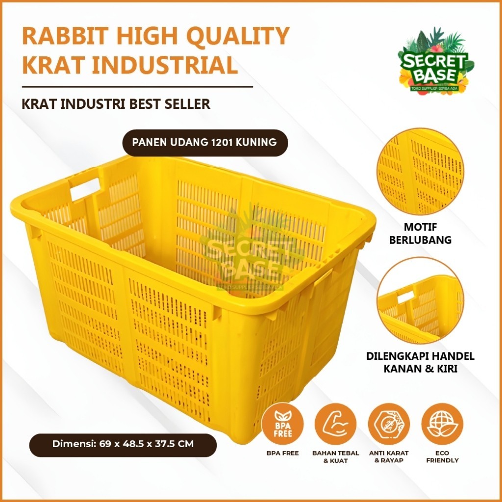 RABBIT HIGH QUALITY KRAT INDUSTRIAL 1201 - Keranjang Serbaguna / Krat Industri Tebal