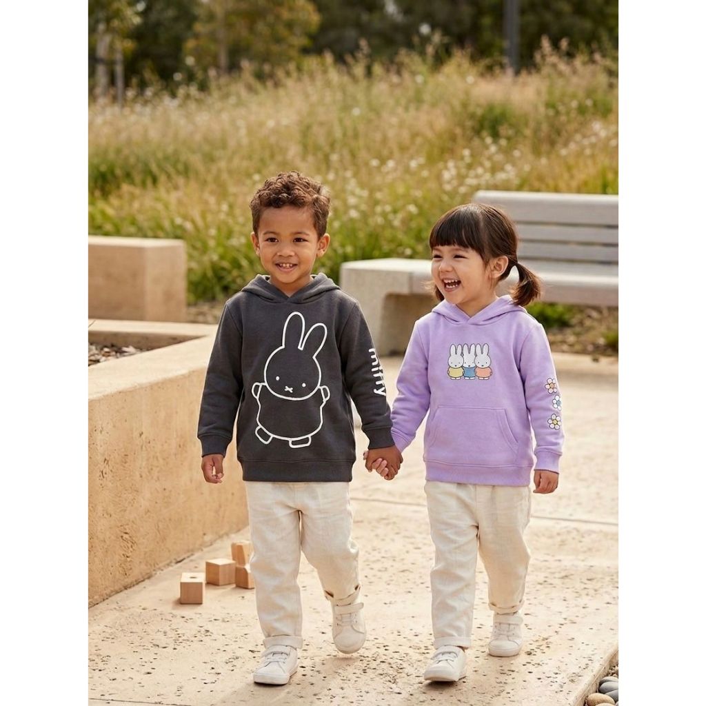 Miffy Cotton on Sweater Hoodie | size 2-10y | dark grey purple | pakaian  baju lengan panjang anak u