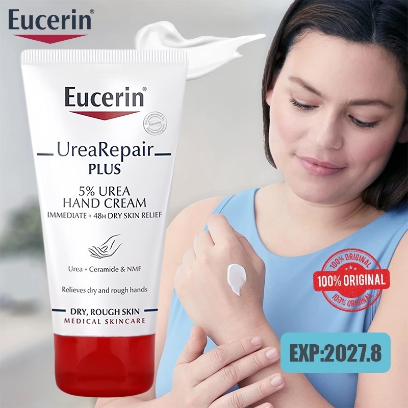 Eucerin UreaRepair PLUS 5% Urea Hand Cream 75g / Krim Tangan Kulit Kering & Pecah / Moisturizing & F