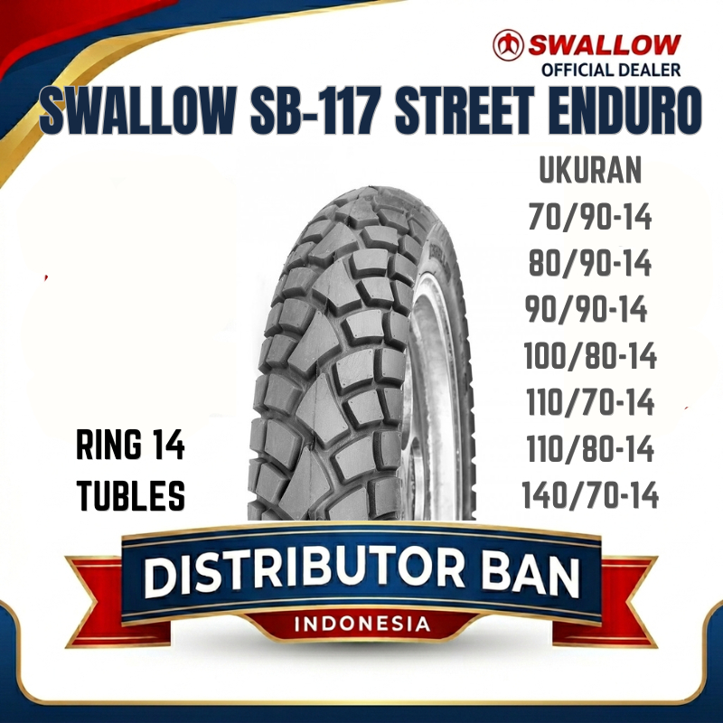 COD BAN MOTOR SWALLOW SB-117 RING 14  UKURAN | 70/90 | 80/90 | 90/90 | 100/80 | 110/70 | 110/80 | 14