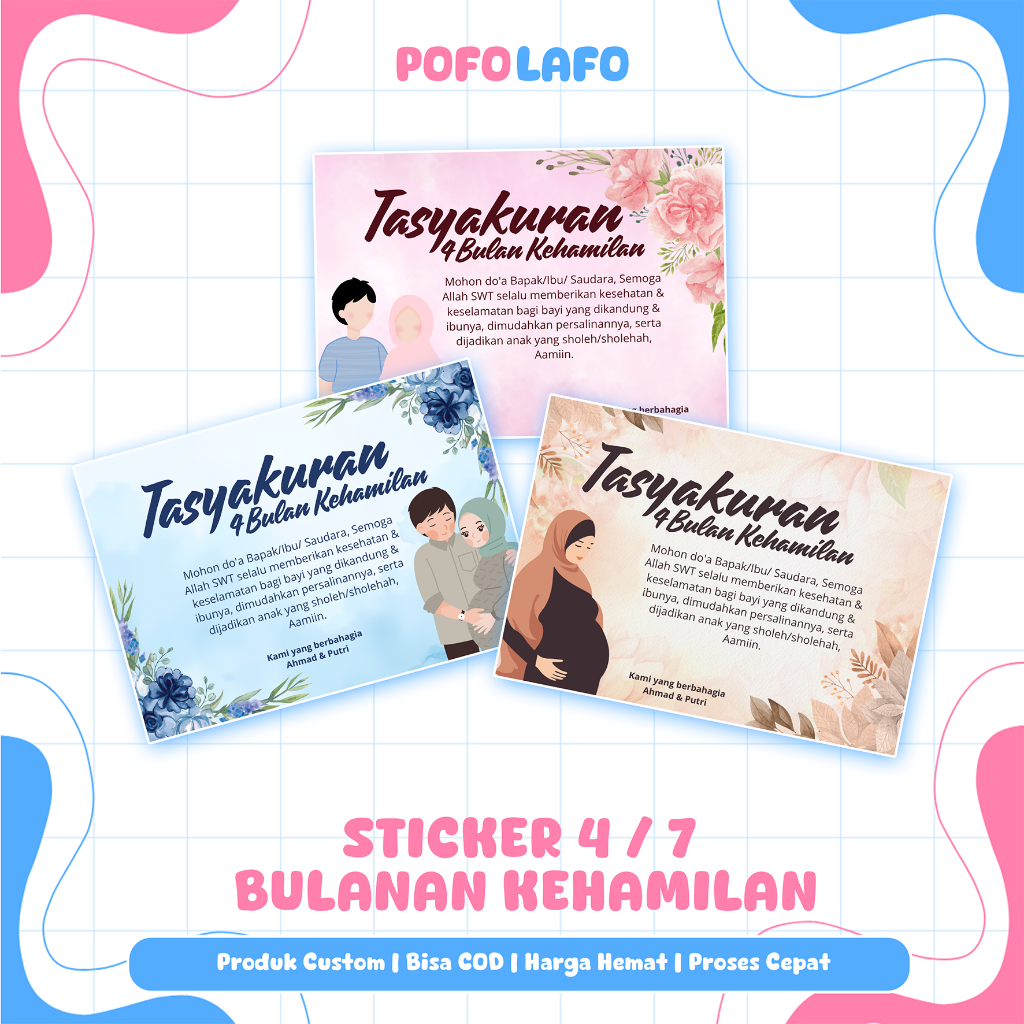 Stiker Tasyakuran Hamil, Syukuran 7 bulan, Syukuran 4 bulan, stiker tasyakuran Cetak Stiker/Kartu Ta