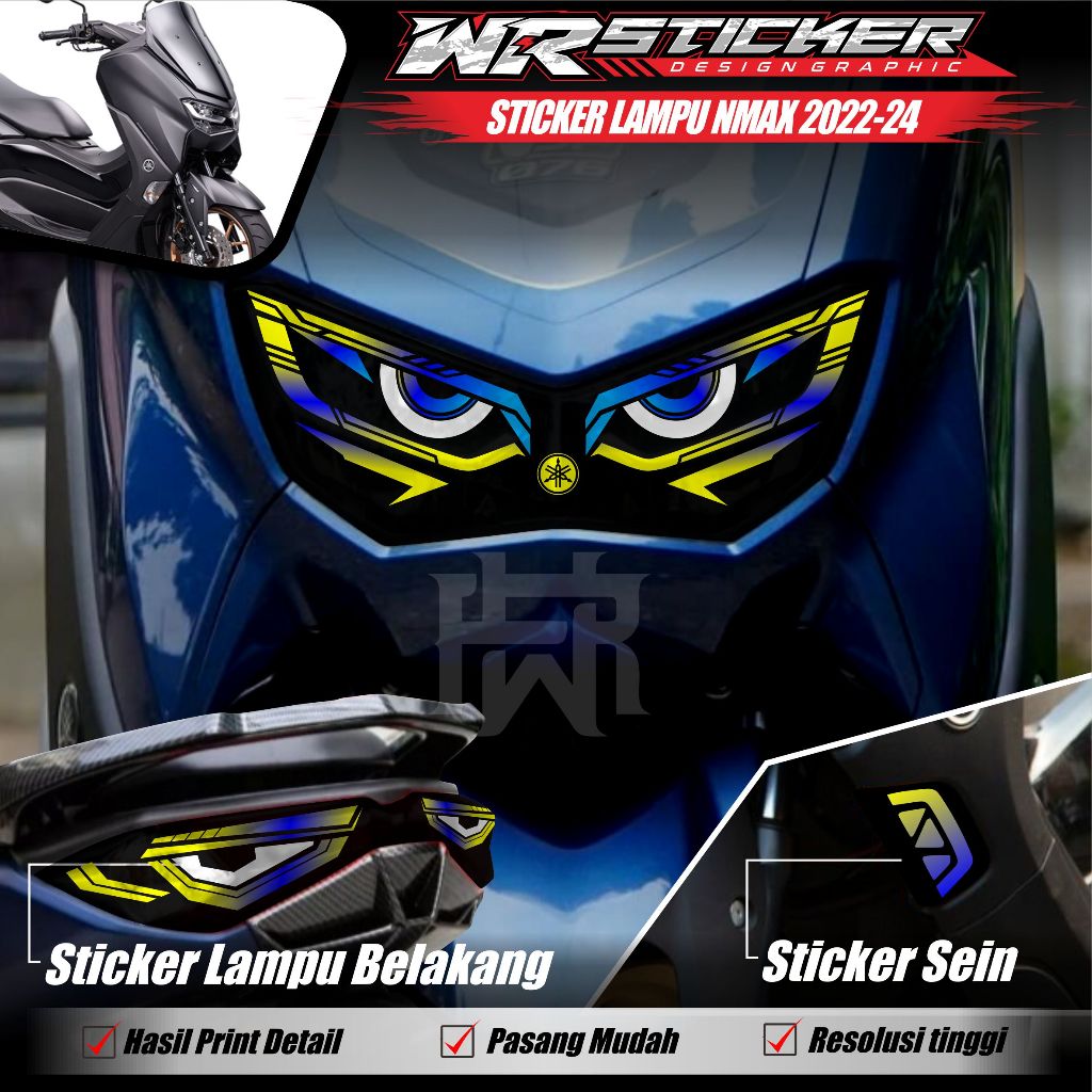 Stiker Lampu NMAX NEW 2020-2024 Satu Set Depan Belakang Sticker Variasi Alis Motor Yamaha NMAX NEW W