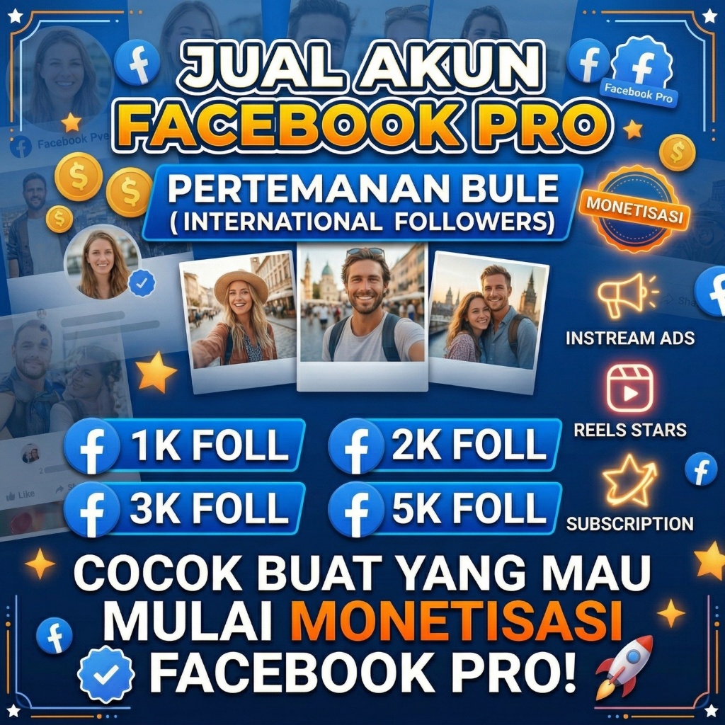 Akun Facebook Pro Pertemanan luar Negeri / Bule Follower 2k+