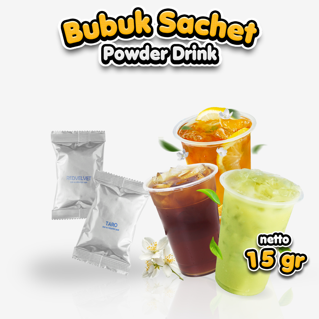 Bubuk Minuman Sachet Kemasan 15 gram, Sachet Powdered Drink, Pabrik Powder
