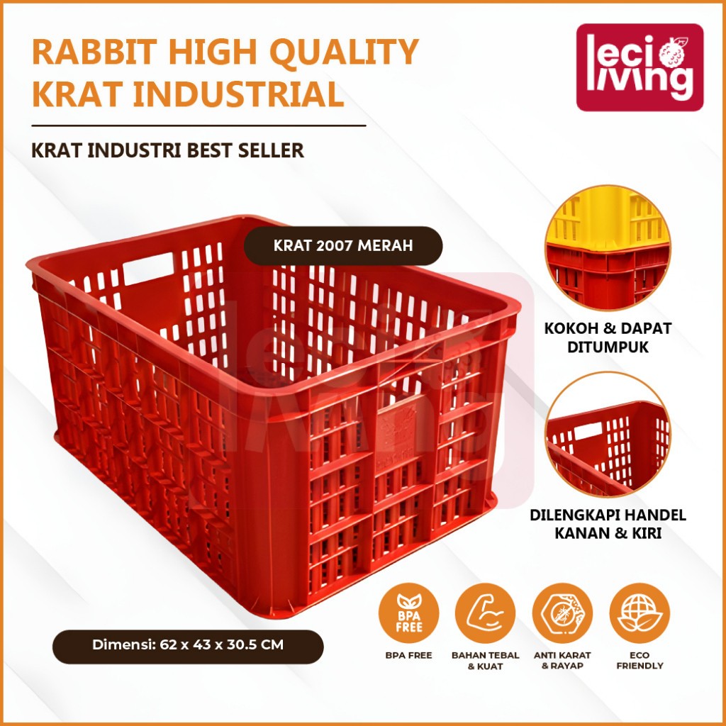RABBIT HIGH QUALITY KRAT INDUSTRIAL 2007 - Keranjang Serbaguna / Krat Industri Tebal