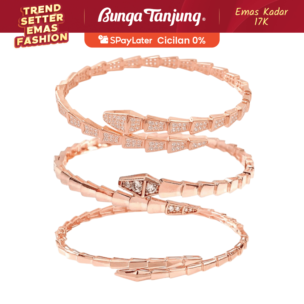 GELANG BANGLE ULAR - EMAS 17K - BUNGA TANJUNG GOLD