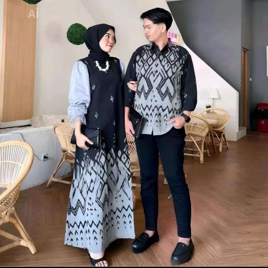 Baju Tenun Couple Kekinian Pria Wanita Setelan Etnik Casual & Formal