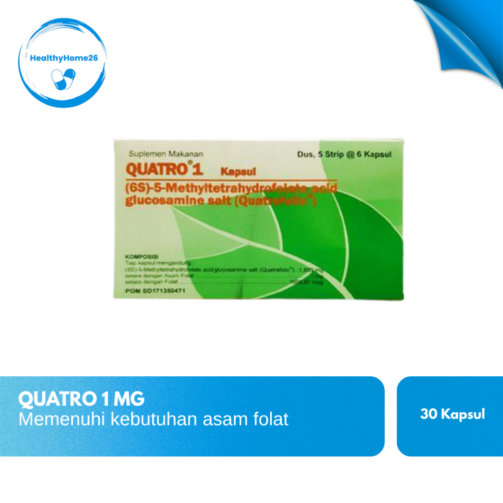 Quatro 1 mg isi 30 kapsul - Suplemen Kehamilan dengan Asam Folat Generasi 4 untuk Pembelahan Sel dan