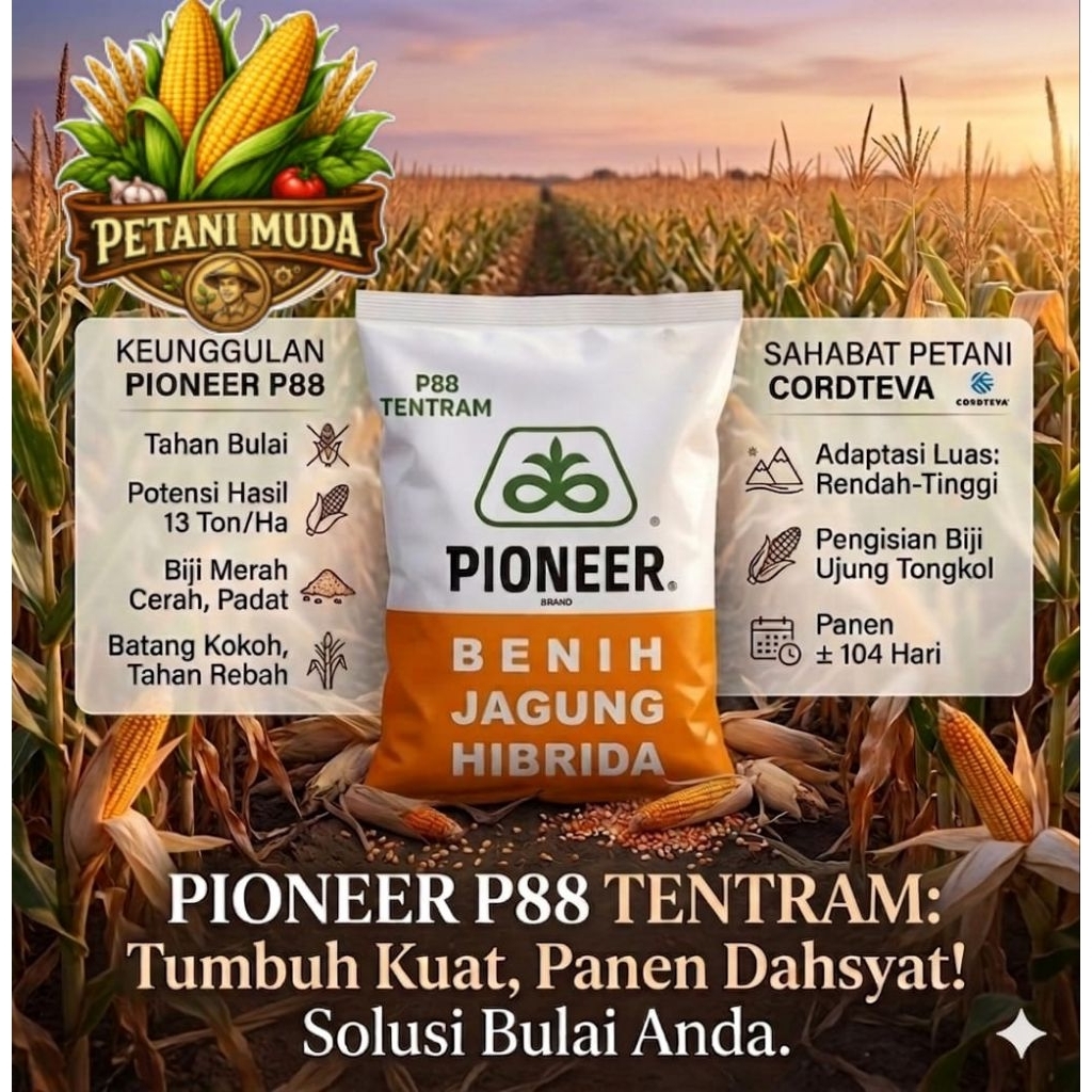 Benih Jagung Hibrida PIONEER P88 TENTRAM Kemasan 1kg ORRIGINAL.