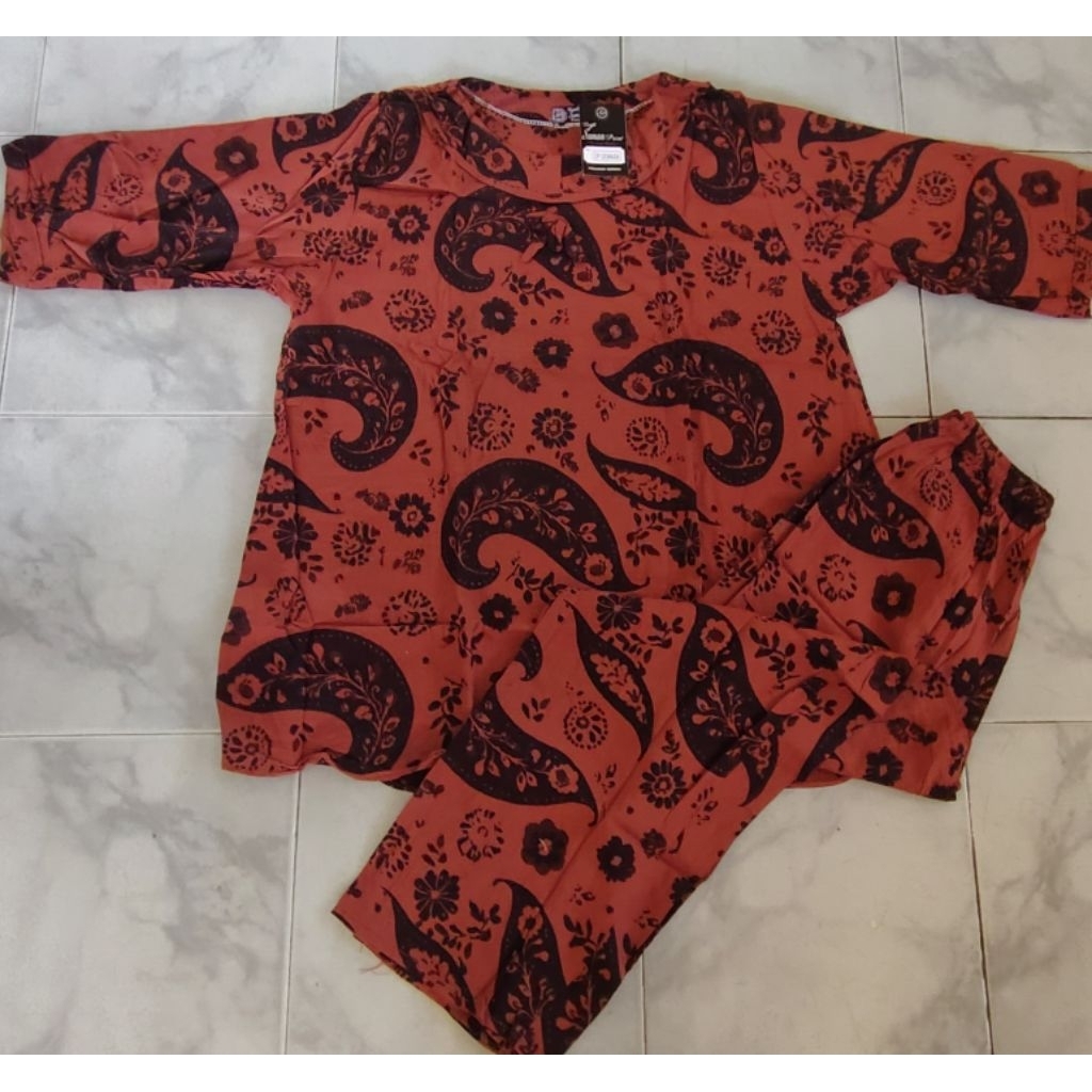 Batik Sunan Print Cp. Dewasa Lengan 3/4 Celana Panjang