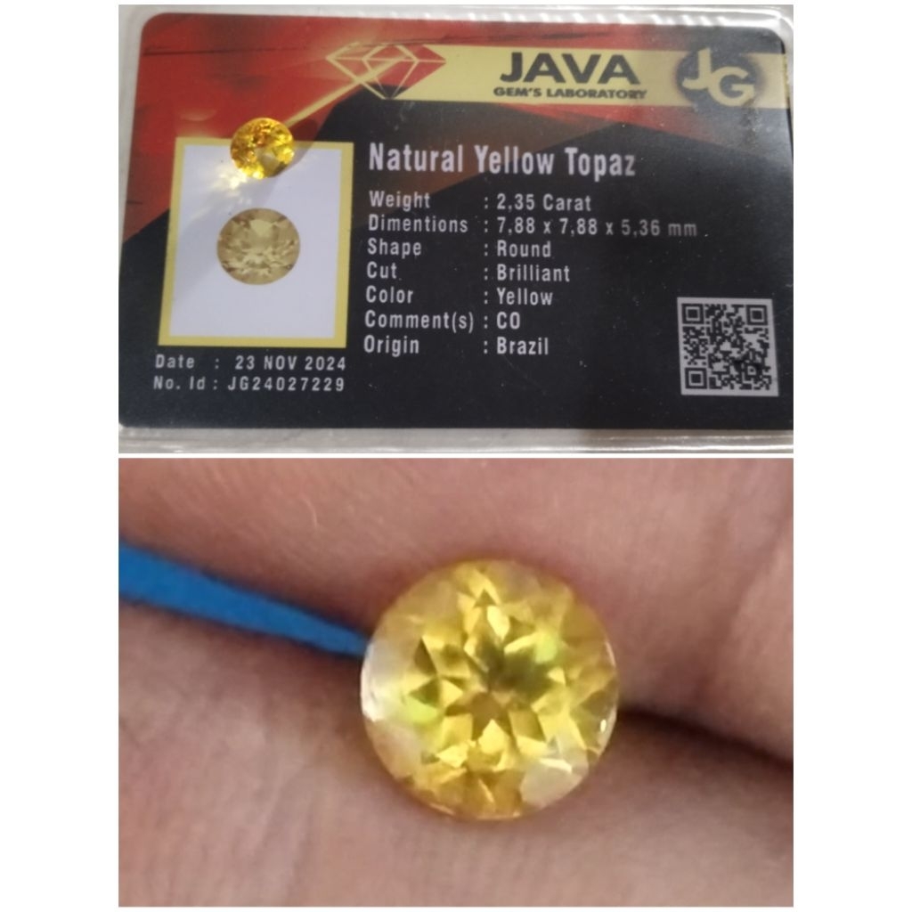 Natural Yellow Topaz  + Memo, kode 54