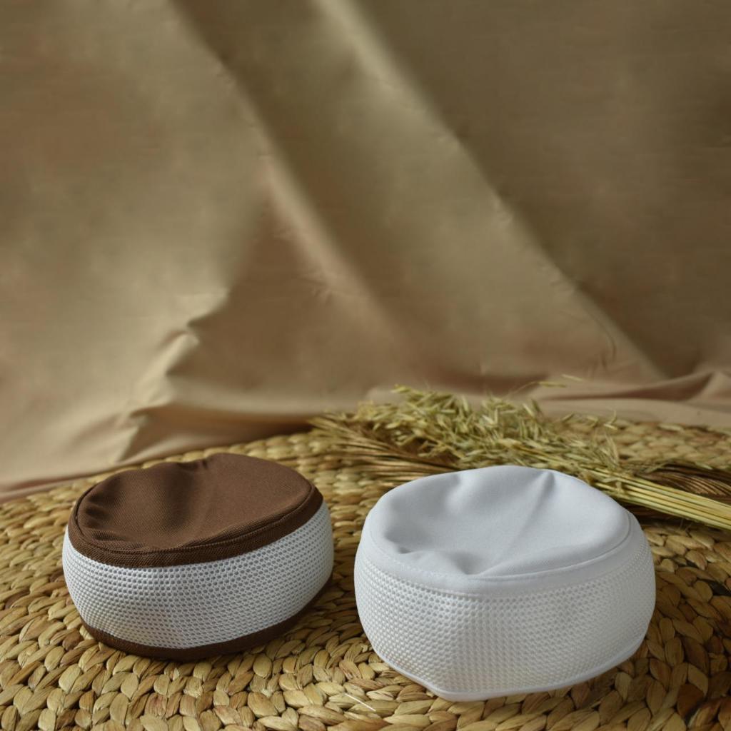 peci kopiah talibann cokelat putih polos motif bulat kecil harga terjangkau ukuran standar dewasa