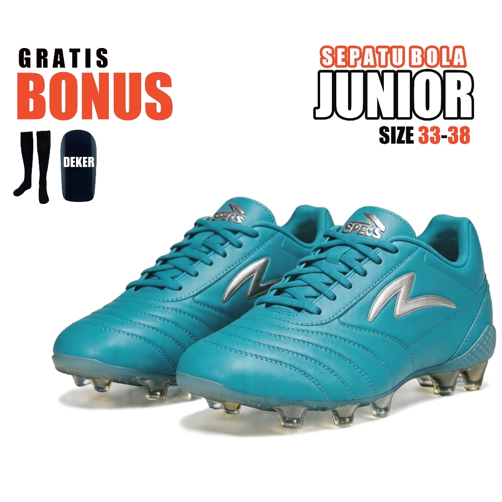 Sepatu Bola Junior Anak Specs Model Seri Classic Paket Bonus Lengkap warna Biru tosca PROMO Terbaru
