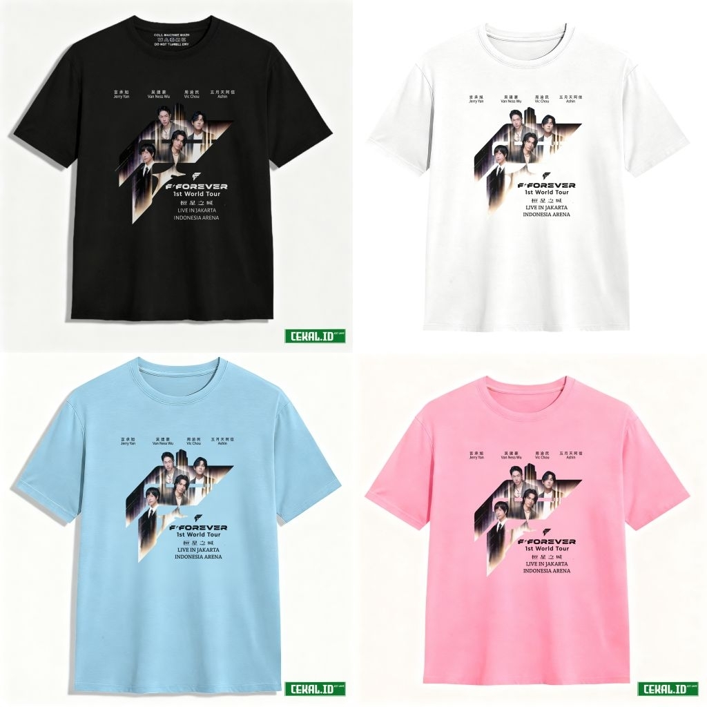 Kaos F4 Forever Word Tour - Kaos meteor Garden - Kaos F4 live in INDONESIA