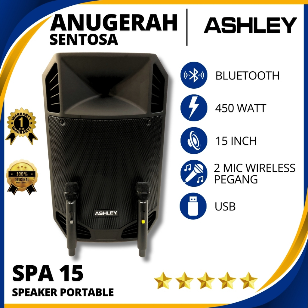 Speaker Aktif Portable Wireless Bluetooth Ashley SPA 15 - 15 inch