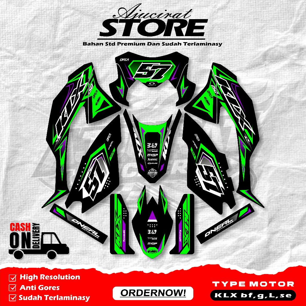 Stiker Decal KLX BF,G,L,SE Full body - Stiker Decal Super Glossy Full Body KLX