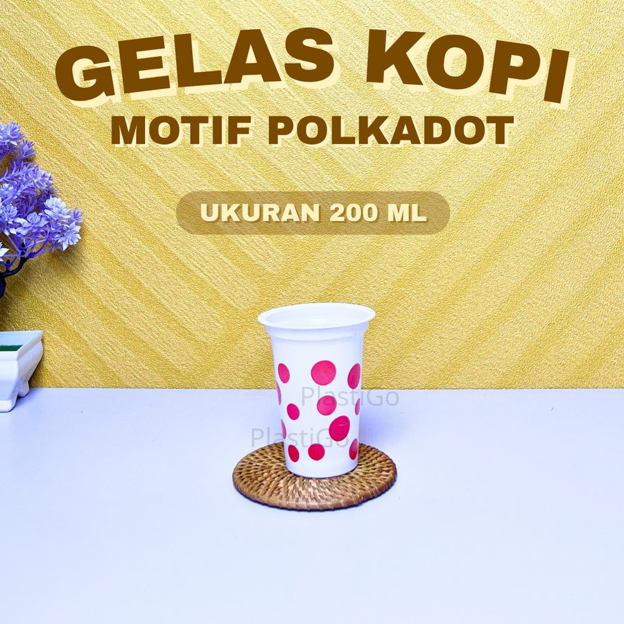 [Isi 50 Pcs] Gelas Kopi / Gelas Polkadot plastik