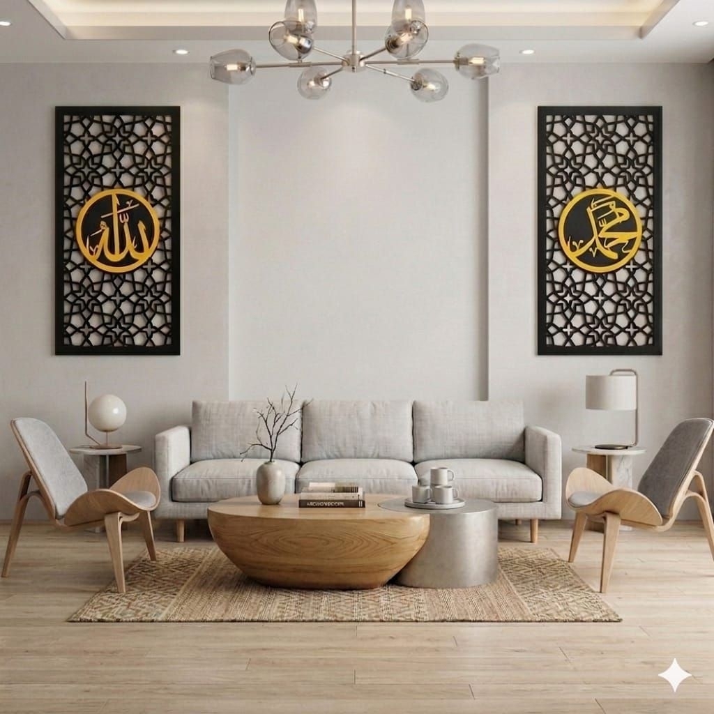 hiasan dinding, hiasan dinding lafadz allah Muhammad,kaligrafi mewah, kaligrafi premium, hiasan dind