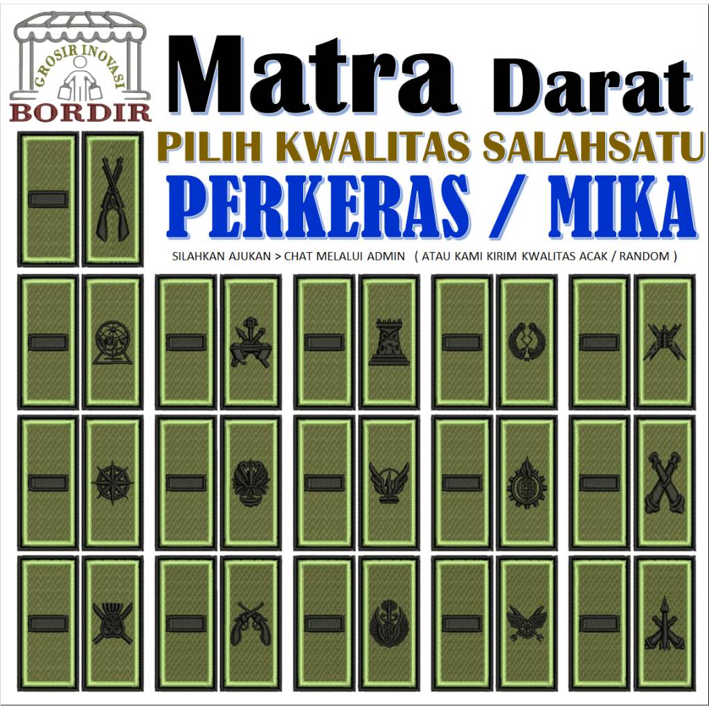 3 PANGKAT LETDA CORP KORP CORPS PDL MATRA DARAT TNI AD STAFF BORDIR LAGI EMBROIDERY GIB