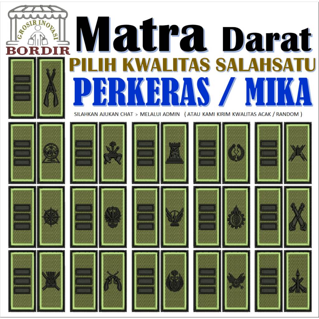 3 PANGKAT KAPTEN CORP KORP CORPS PDL MATRA DARAT TNI AD STAFF BORDIR LAGI EMBROIDERY GIB