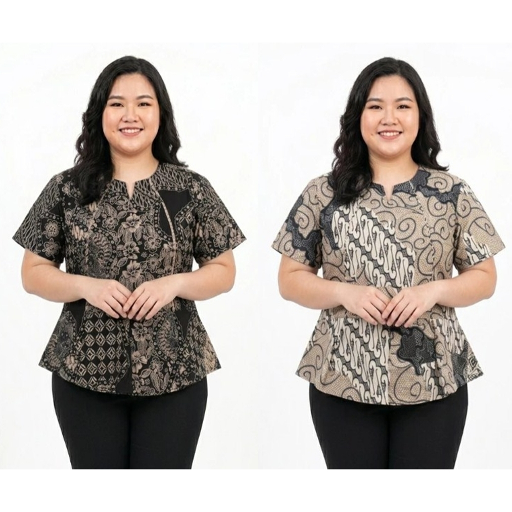 BAJU BLOUSE BATIK WANITA JUMBO BIG SIZE 318 G PREMIUM FASHION KOREA STYLE KEKINIAN OVERSIZE BAJU HAM