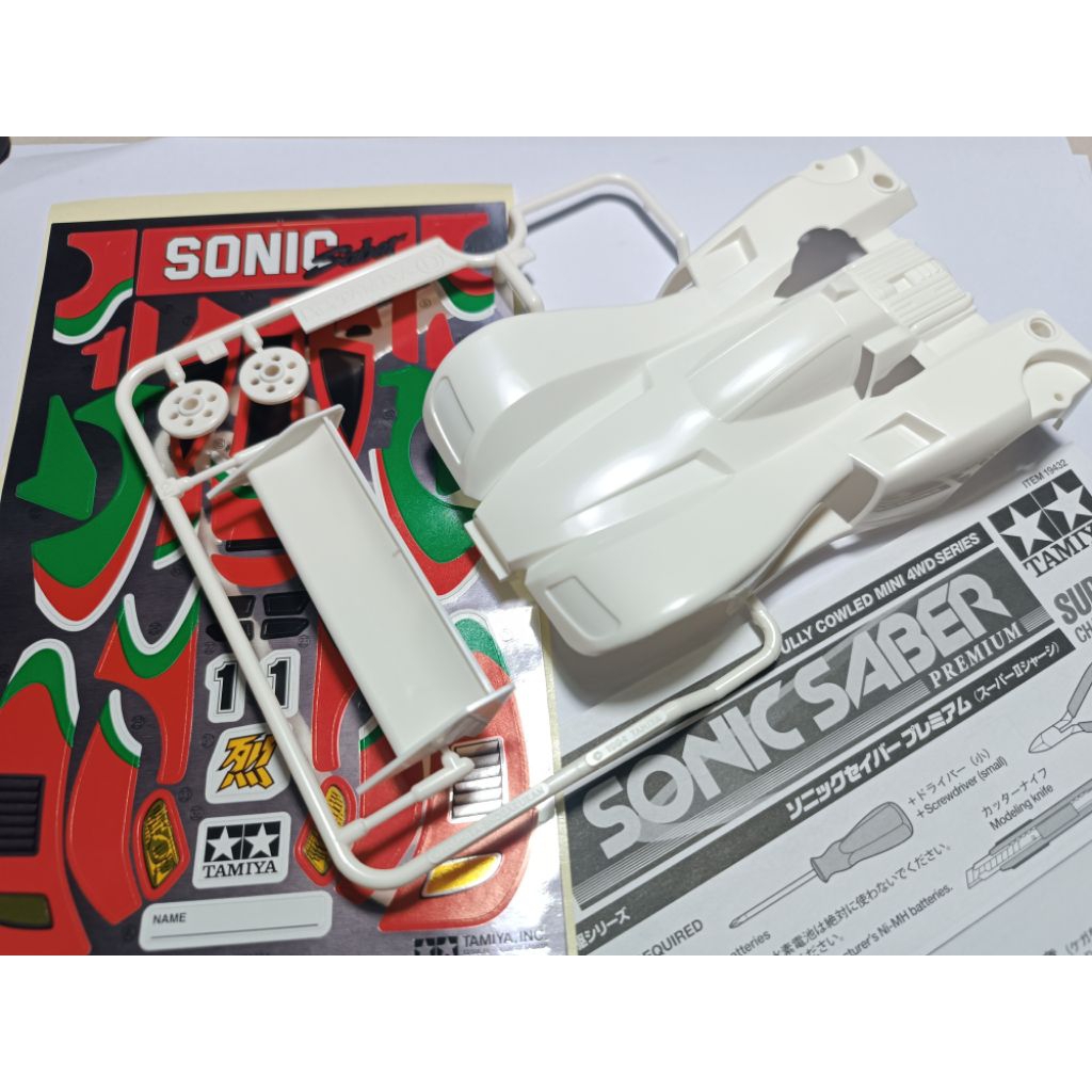 Body decal/sticker dus/box Sonic saber premium original tamiya