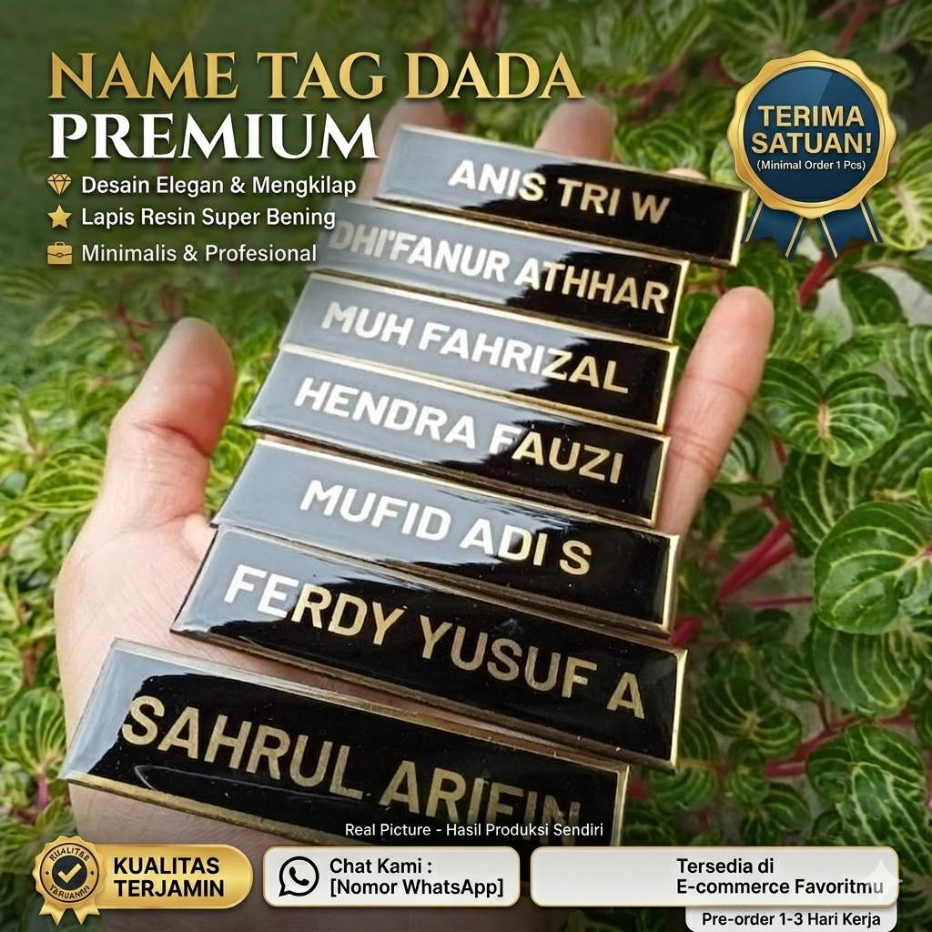 Cetak Nama Name Tag Pin Nama