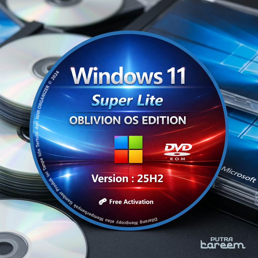BISA COD - DVD Windows® 11 Super Lite Oblivion Edition 25H2 64 Bit Free Activation