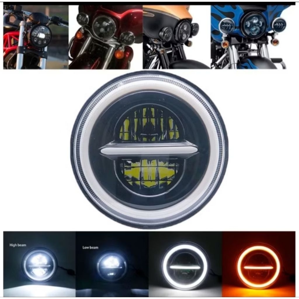 Headlamp head lamp daymaker lampu utama led harley vespa modif motor 5.75" drl