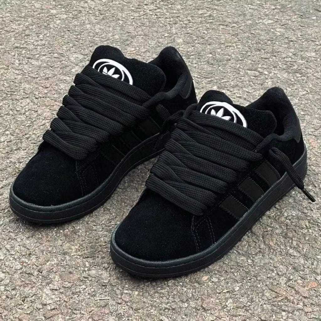 SEPATU GEMUK UNISEX CAMPUS FULL HITAM KUALITAS PREMIUM OOTD TRANDY UNTUK PRIA DAN WANITA