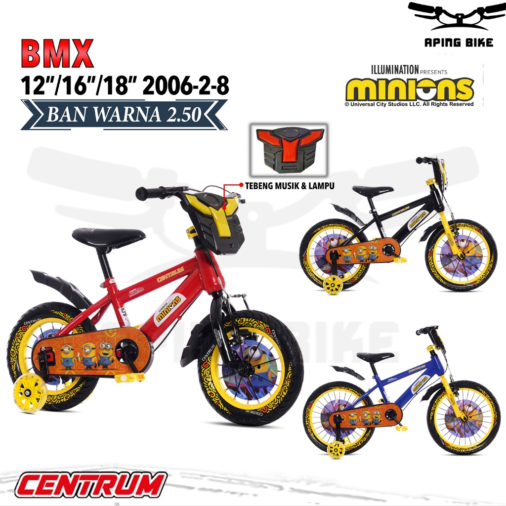 Sepeda Centrum 2006-2-8 MINION 12" 16" 18" Sepeda Anak Laki Laki Sepeda BMX