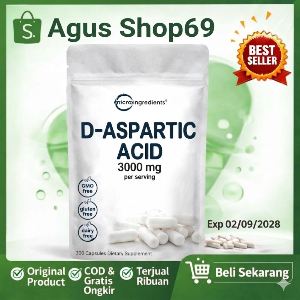 Microingredients D-Aspartic Acid DAA, 3000mg Original 300 Capsules