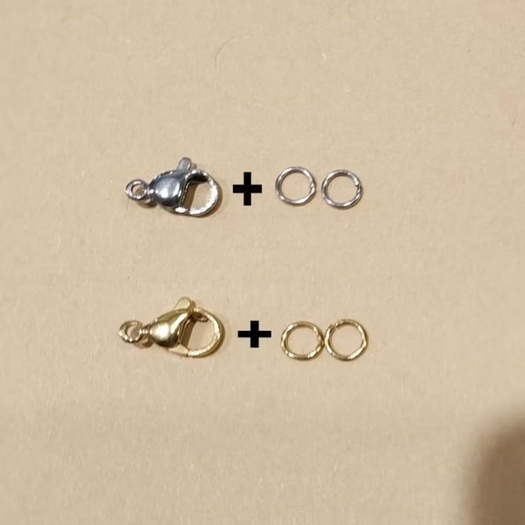 Kokot Kait Capit Udang Titanium + 2 Ring - Pengait Titanium Untuk Gelang Dan Kalung