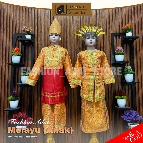 Baju Adat Anak RIAU Laki-Laki / Perempuan | Pakaian Tradisional MELAYU Anak | Busana Adat MELAYU Siz
