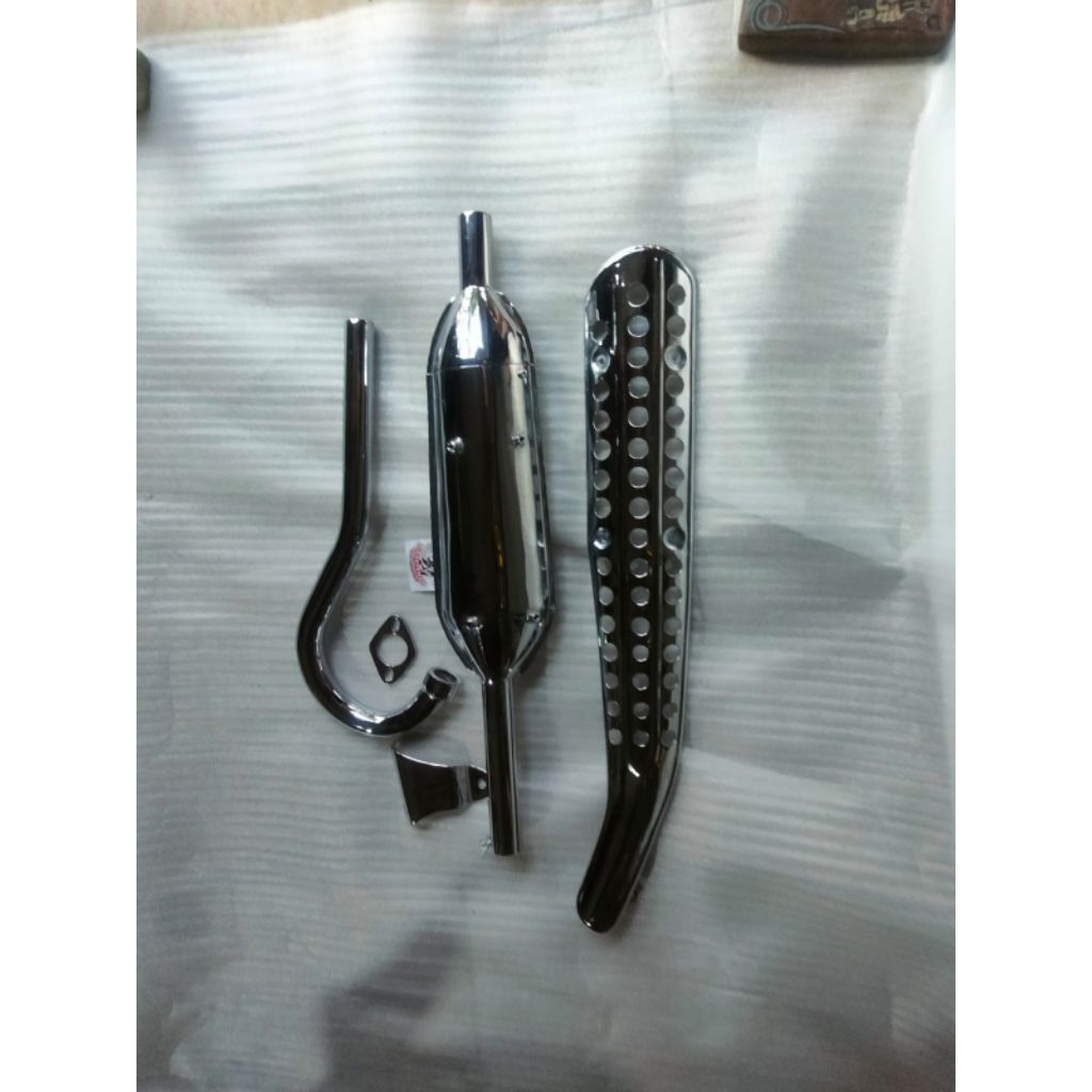 knalpot model honda CL100 bolong full chrome