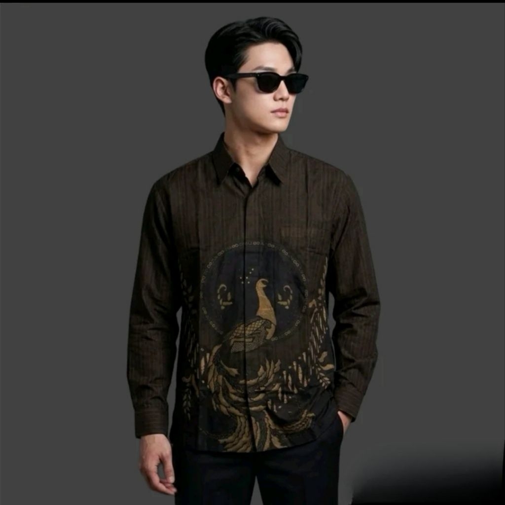 MANYURA MAHOGANY kemeja batik pria lengan panjang katun prima premium lapis furing hero