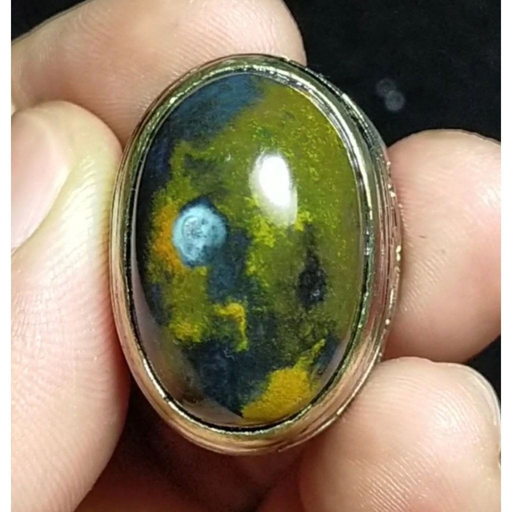 W39 -  Cincin Batu BACAN KEMBANG Cowok - Natural JUMBO Bodyglass Kristal