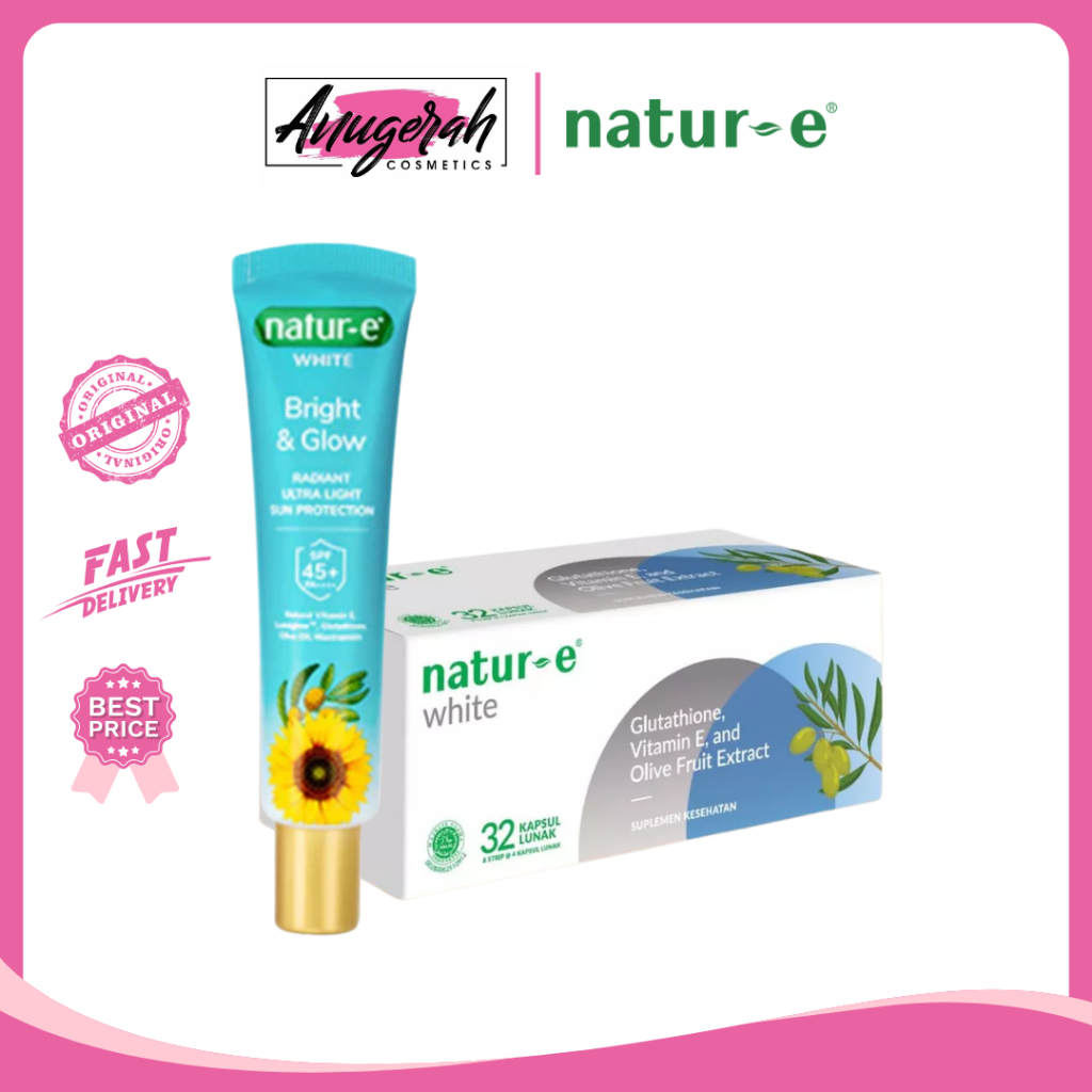 [BUNDLE] Natur-E White 32s Soft Capsule suplemen + White Bright & Glow Radiant Ultra Light Sun Prote